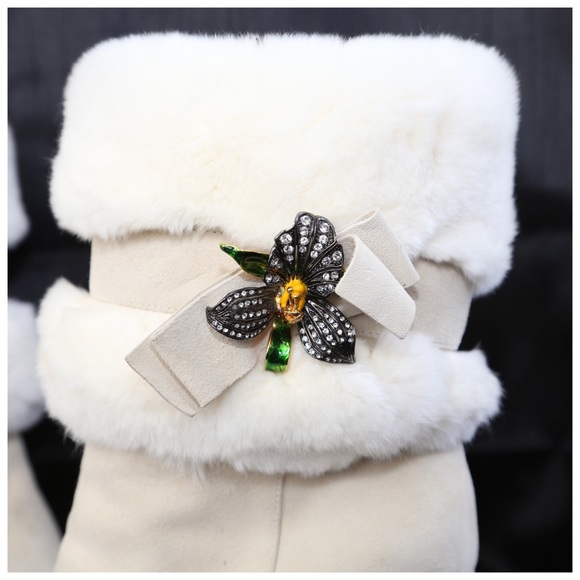 Casadei Lambskin Suede Fur Boots 8.5 - Picture 4 of 8